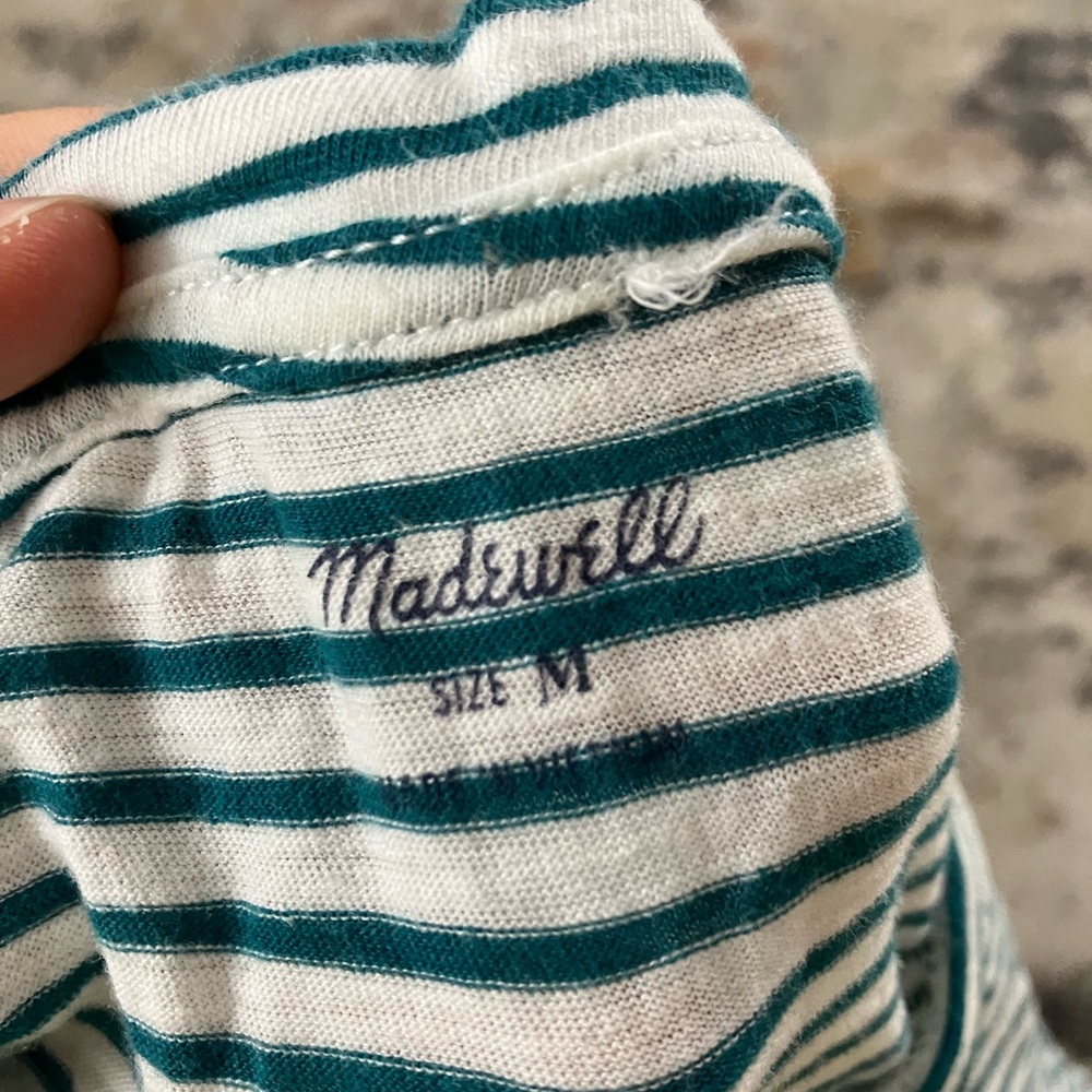 Madewell Green and White Striped Tank